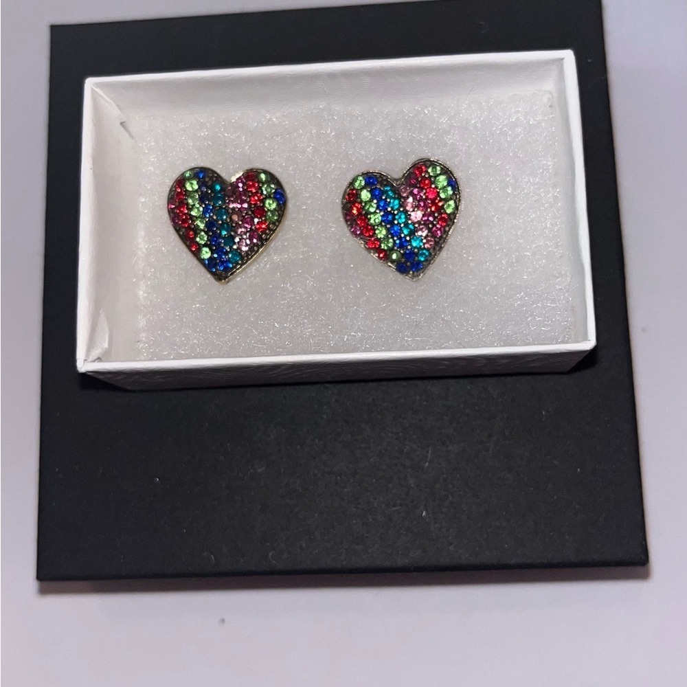 Betsey Johnson Multi color Heart earrings.